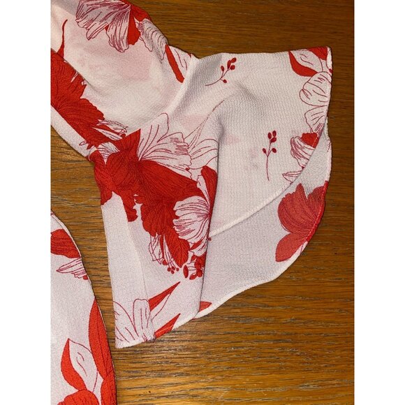 Baby Floral Off-Shoulder Romper With Bell Sleeves - Picture 6 of 7